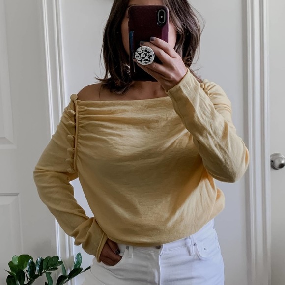 Anthropologie Wool Buttoned Front Off‎ shoulder Sweater. Size Small - Picture 4 of 9